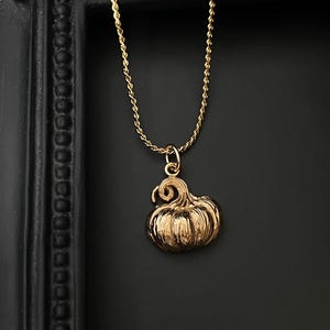 Gold Fall Pumpkin Core Necklace. Fall Jewelry, Pumpkin Jewelry, Halloween Jewelry, Fall Festival Jewelry, Waterproof Necklace