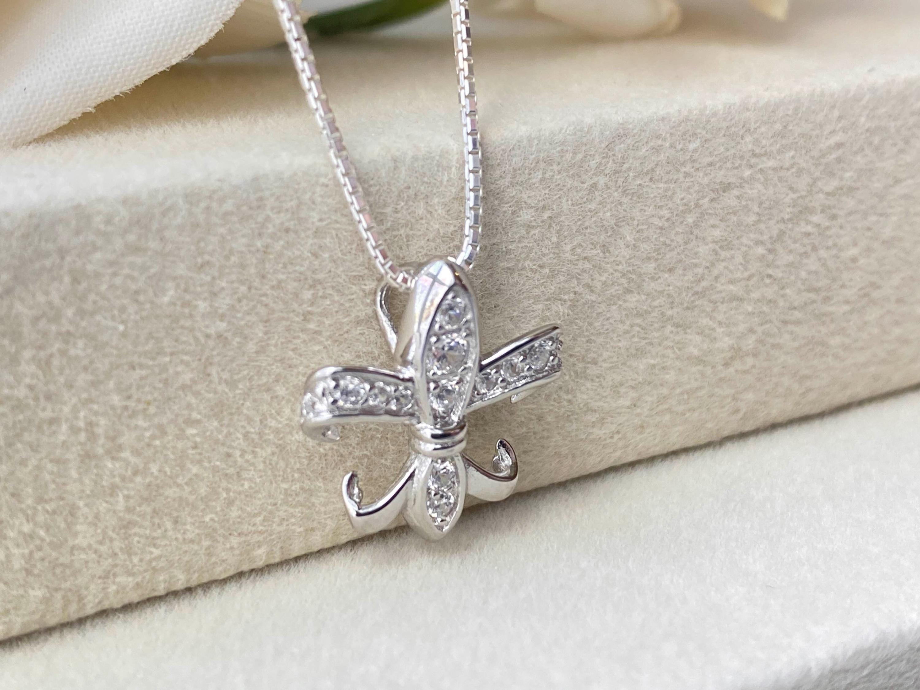 Sterling Silver Fleur de Lis Pendant Necklace, Cubic Zirconia