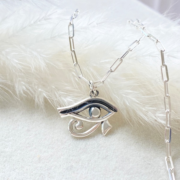 Sterling Silver Eye Of Horus Necklace, Egyptian Jewelry, Mythological Jewelry, All-seeing Eye Jewelry, Healing Necklace, Horus Necklace