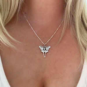 Sterling Silver Luna Moth Necklace: Bug Jewelry