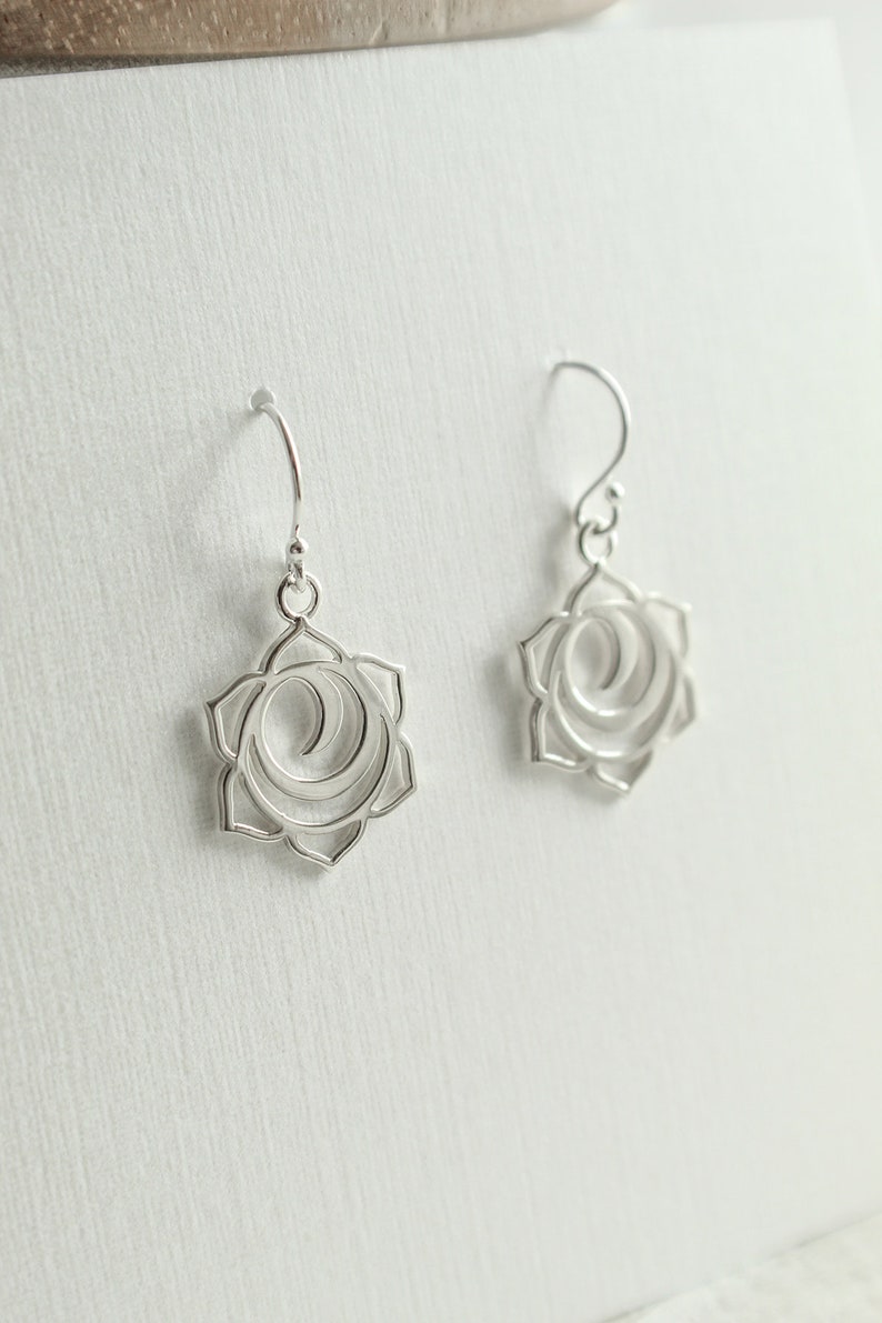 Yoga Jewelry Sterling Silver Chakra Earrings Mandala Jewelry Sterling Silver Lotus Jewelry Chakra Jewelry Lotus Jewelry