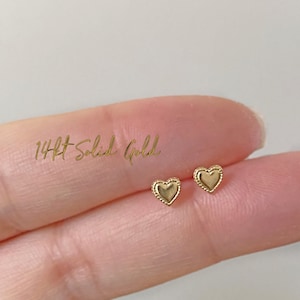 Dainty 14kt Solid Gold Heart Studs. Heart Earrings, Heart Studs, Heart Jewelry, Gold Heart Studs, Minimalist Jewelry, NON-SLIP BACKS