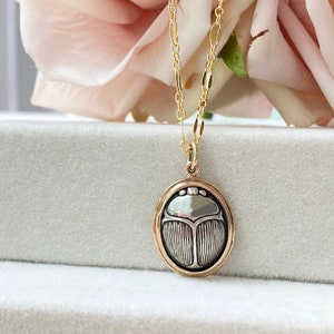 Gold Filled Scarab Necklace: Sterling Silver Egyptian Beetle Jewelry
