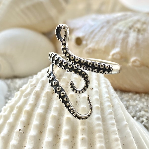 Sterling Silver Octopus Tentacle Ring. Tentacle Jewelry, Nautical Jewelry, Cephalopod Jewelry, Octopus Ring, Hypoallergenic Ring