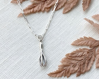 Sterling Silver Whisk Necklace: Foodie Pastry Chef Gift