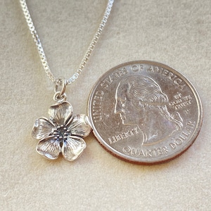 Sterling Silver Cherry Blossom Necklace. Blossom Jewelry, Gift for her, Cherry Jewelry, Waterproof Jewelry, Cherry Blossom, Heart Necklace. image 4