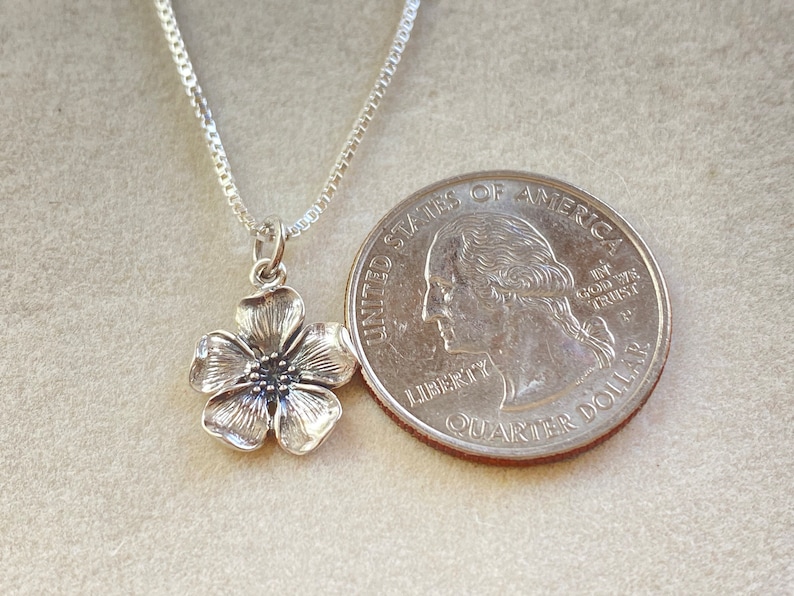 Sterling Silver Cherry Blossom Necklace. Blossom Jewelry, Gift for her, Cherry Jewelry, Waterproof Jewelry, Cherry Blossom, Heart Necklace. image 4