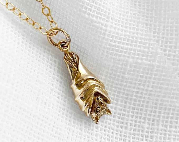 Bat Necklace: Sterling Silver or Gold Gothic Halloween Jewelry