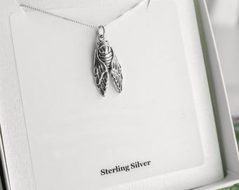 Sterling Silver Cicada Necklace: Bug Jewelry, Transformation Gift