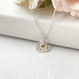 Sterling Silver Fried Egg Necklace: Bronze Yolk, Chef Jewelry
