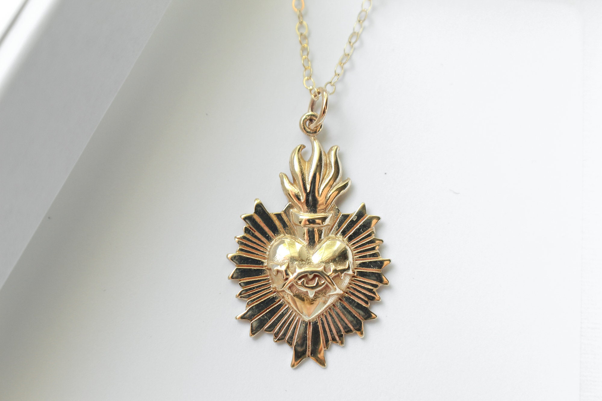 Gold Filled Sacred Heart Necklace. Love Jewelry Gold FIlled Etsy