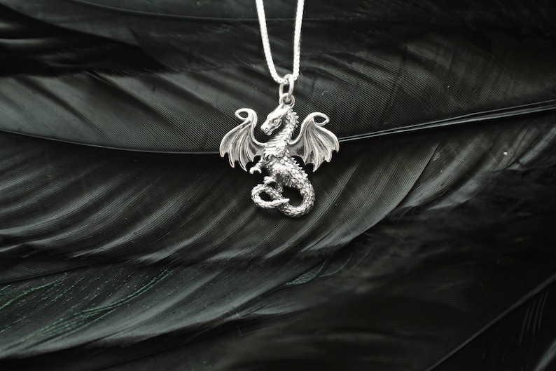 Sterling Silver Dragon Necklace. Guardian Jewelry Dragon - Etsy
