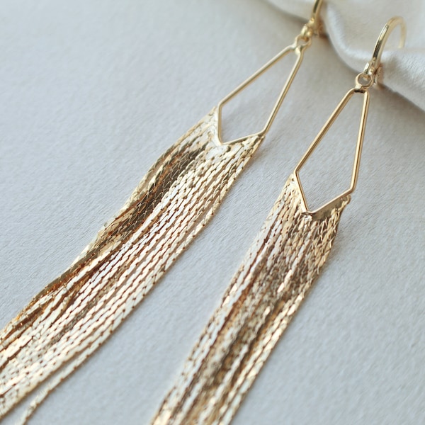 Gold Fringe Earrings - Etsy