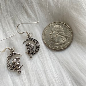 Sterling Silver Raven and Moon Earrings. Raven Jewelry, Moon Jewelry, Mystic Jewelry, Wiccan Jewelry, Crescent Jewelry, Creativity Jewelry image 8