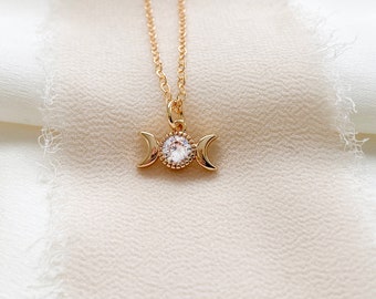 Gold Filled Moon Phase Necklace with CZ, Moon Jewelry, Moon Phase Jewelry, Wiccan Jewelry, Change Jewelry, Renewal Jewelry