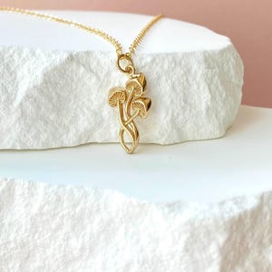 Gold Filled Mushrooms Necklace. Mushroom Jewelry, Fungi Necklace, Cottage Core, Forest Jewelry, Nature Lover Gift, Gold Mushroom Pendant