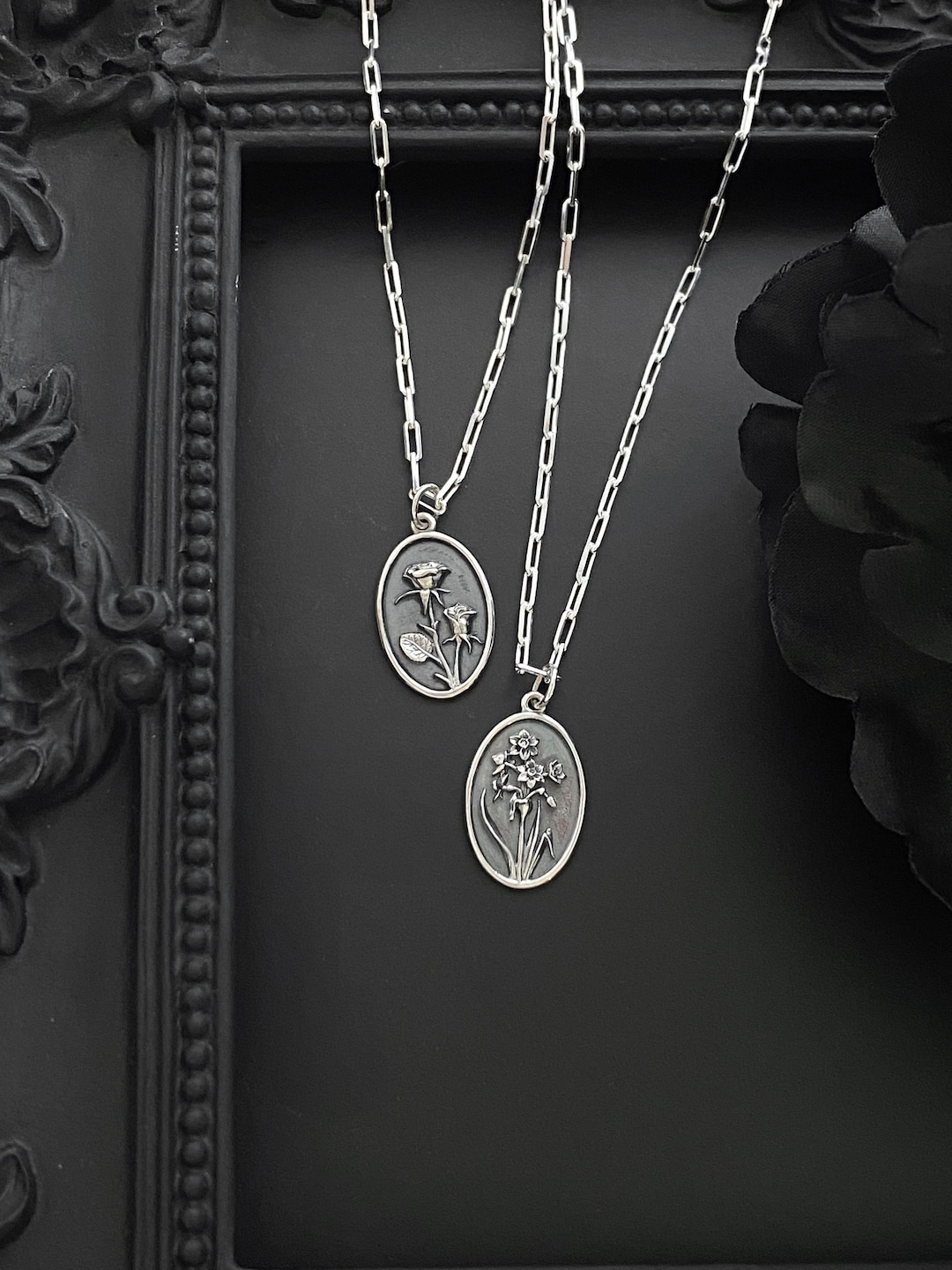 Sterling Silver Birth Month Flower Necklace: Personalized Family Jewelry