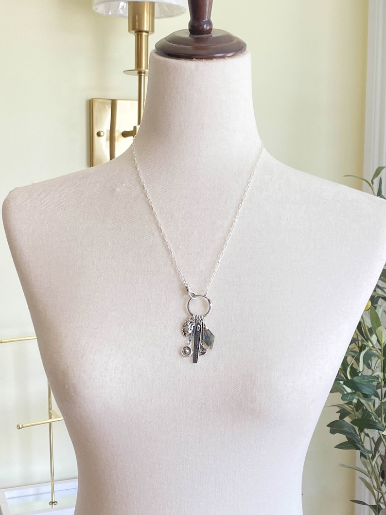 Sterling Silver Gothic Charm Necklace: Labradorite, Memento Mori, Limited Edition image 3