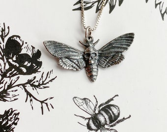 Sterling Silver Deaths Head Moth Necklace. Transformation Jewelry, Moth Jewelry, Bug Jewelry, Intuition Jewelry, Awareness Jewelry