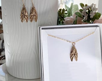 Gold Filled Cicada Necklace.