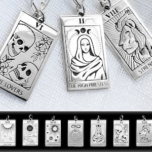 Sterling Silver Tarot Card Necklace Staple Chain. Tarot Necklace, Silver Tarot Necklace, Tarot Card Jewelry, Wiccan Necklace, Wiccan Jewelry