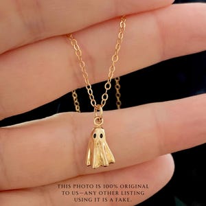 14kt Gold Filled Ghost Necklace: Bronze Halloween Jewelry
