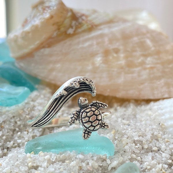 Bague en argent sterling pour bébé tortue de mer. Bijoux tortue, Bijoux océan, Bijoux d'été, Bijoux de plage, Bijoux bébé tortue de mer, Bijoux surfeur