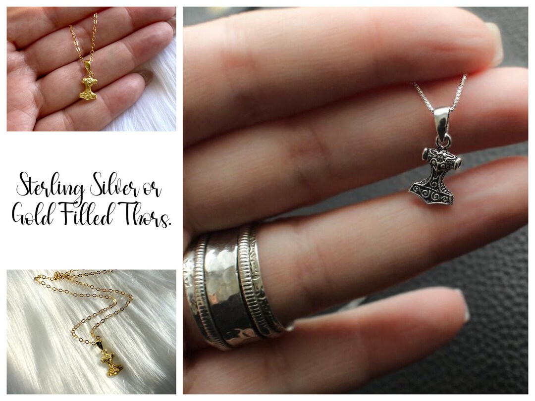 Tiny Thors Hammer in Sterling Silver or Gold Fill Necklace. 