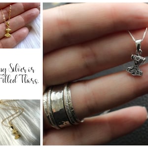 Tiny Thors Hammer in Sterling Silver or Gold Fill Necklace. Thors Hammer Jewelry, Norse Jewelry,Mjölnir, Viking Jewelry
