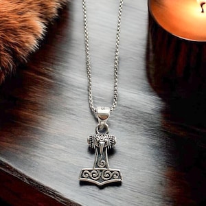 Sterling Silver Thor&#39;s Hammer Necklace: Mjölnir Viking Pendant