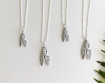 Sterling Silver Cicada Necklace Large or Small Your Choice! Bug Jewelry, Cicada Jewelry, Transformation Necklace.