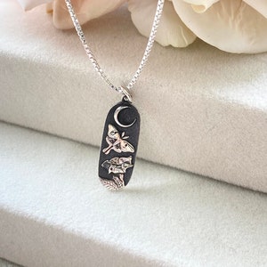 Sterling Silver Luna Moth Necklace: Celestial Moon Flower Jewelry