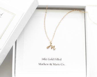 Gold Filled Initial Charm Necklace. Personalized Jewelry.