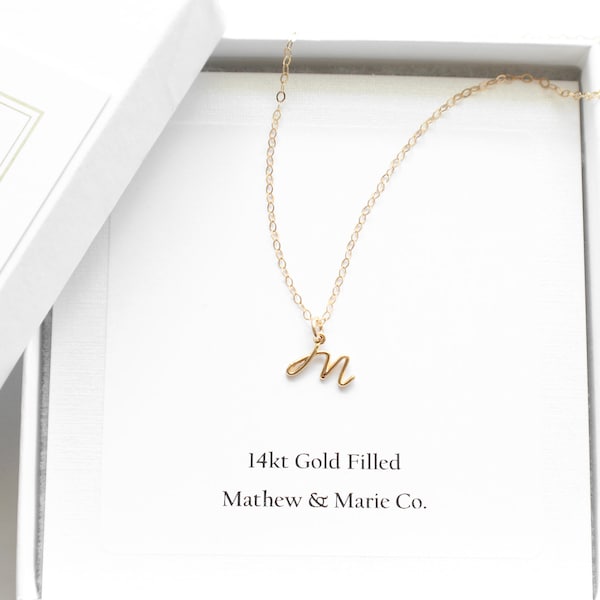 Gold Filled Initial Charm Necklace. Personalized Jewelry.