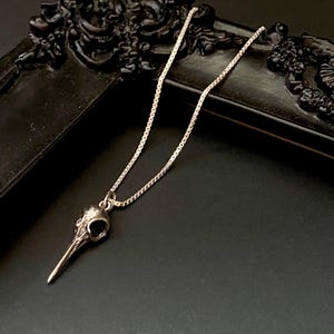 Sterling Silver Tiny Hummingbird Skull Charm Necklace . Skull Jewelry,Hummingbird Skull Necklace, Gothic Jewelry, Bird Skull Necklace,