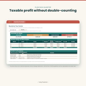 Gig driver tax and mileage tracker spreadsheet - quarterly tax center. Instant-download template for Excel and Google Sheets. For DoorDash, Uber, Instacart and multi-app drivers.