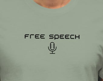 Unisex T-shirt voor vrije meningsuiting met microfoonicoon | Protest-T-shirt voor vrije meningsuiting | Verklaring tegen censuur