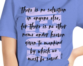 Geen andere naam | Jezus | Bijbelcitaat op de voorkant | Unisex T-shirt, lettertype