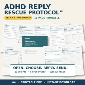 ADHD Reply Paralysis Toolkit | 12 Text & Email Scripts for Overdue Messages | Printable PDF