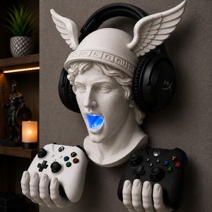 Hermes Gaming-Headset-Controller-Halterung | RGB-LED-Wandhalterung im Mythologie-Stil