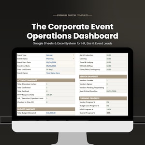 Corporate Event Planning Template | Google Sheets & Excel Dashboard for HR, Conference and Retreat Planning