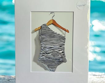 Maiô Art - Hers 3 - listra azul marinho e branca - IMPRESSÃO DE ARQUIVO