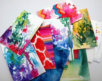 Gift Set of 15. Prints of Watercolors. Mix and Match Summer Abstracts