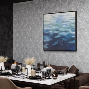 Relaxing Waves Oil Painting: Modern Blue Abstract Water Art (36x36)