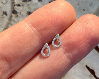Teardrop Post Earrings in Sterling Silver - Geometric Stud Earrings - Silver Earrings