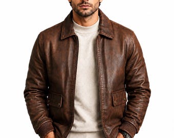 Bomberjacka – Brunt Kohudskinn Vintage Herrjacka