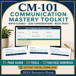 CM-101 Grunderna i kommunikationsmästerskap | Kommunikationsverktyg för HOA | Mallar för styrelse och community managers | Digital nedladdning