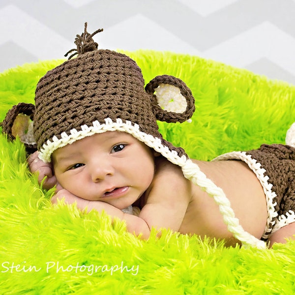 Newborn Monkey Hat and Diaper Cover Set