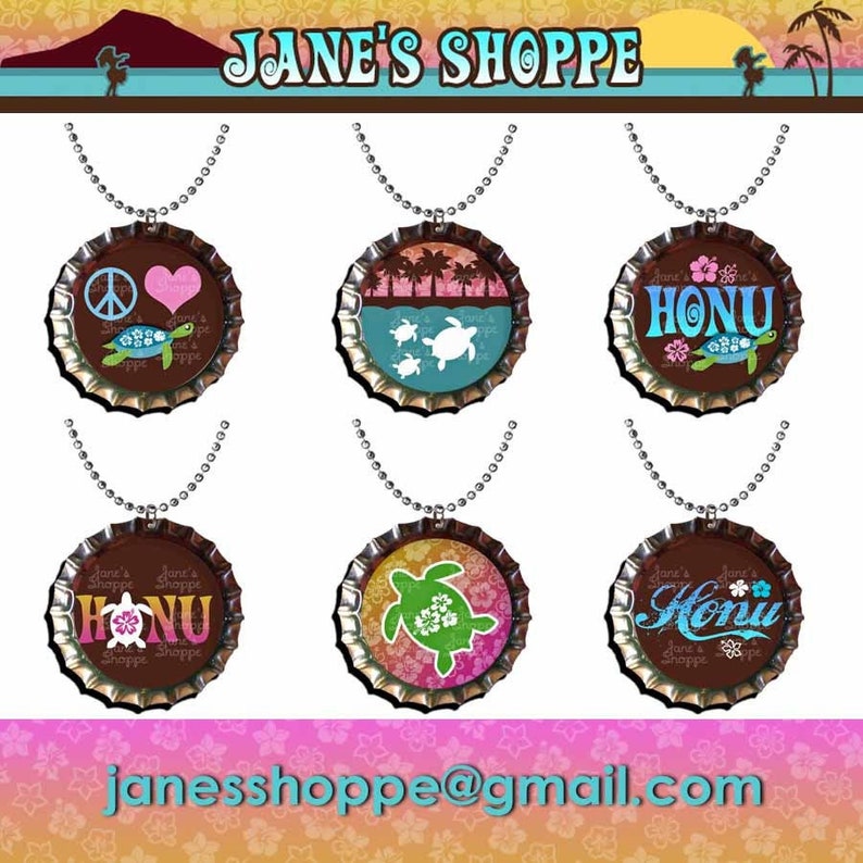 Keychains Zipper Pulls Charms Set 6 Party Favor Pack See Announcement for Coupons. Honu Turtle Love Hawaiian Hawaii Bottle Cap Necklaces