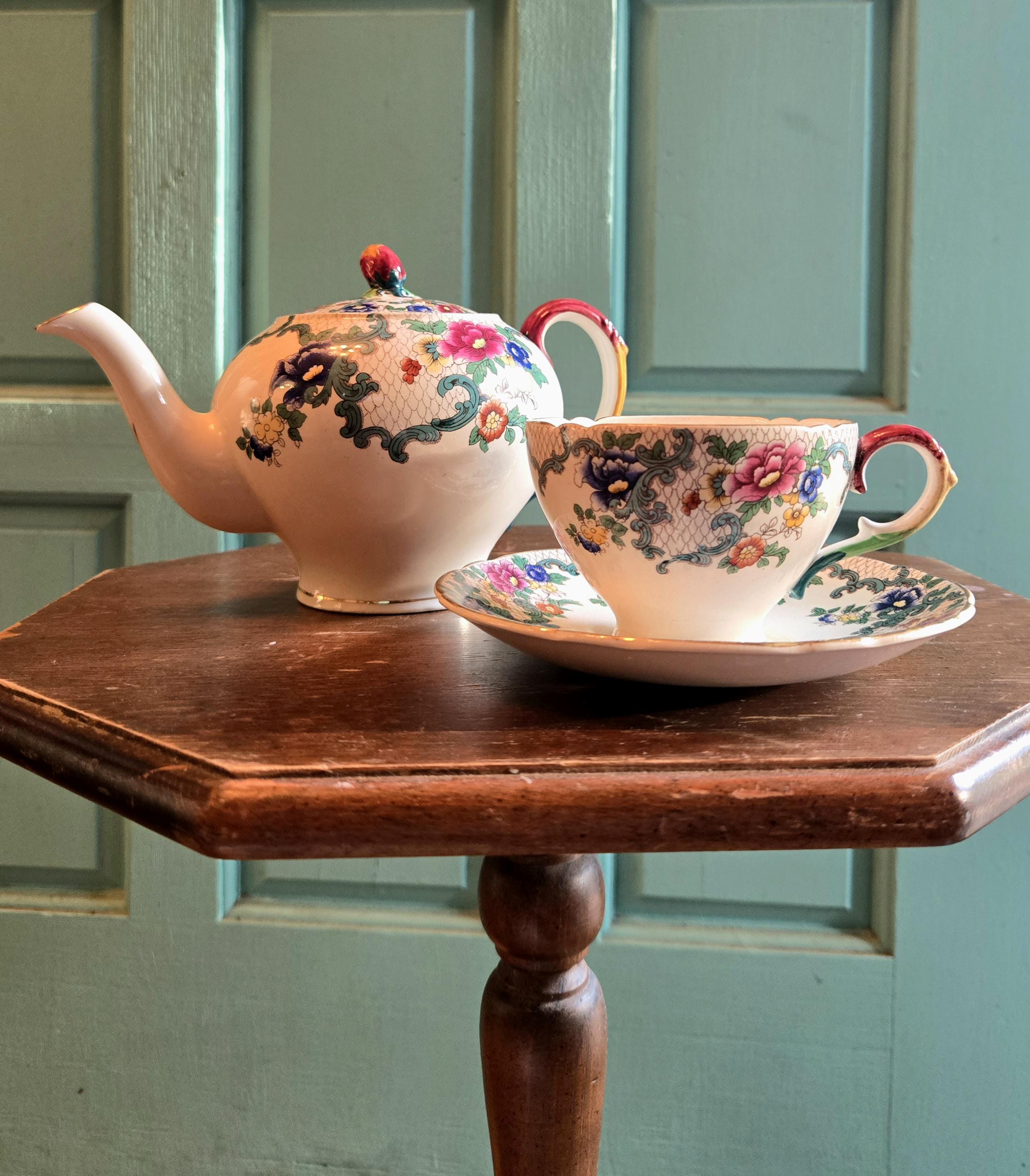 2789 ロイヤルコールドン  Cauldon 花鳥　茶壺 Royal Cauldon Teapot - Etsy